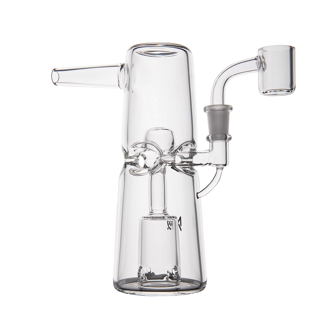 MJ Arsenal Turret Mini Dab Rig with Quartz Bucket - Compact and Clear Glass