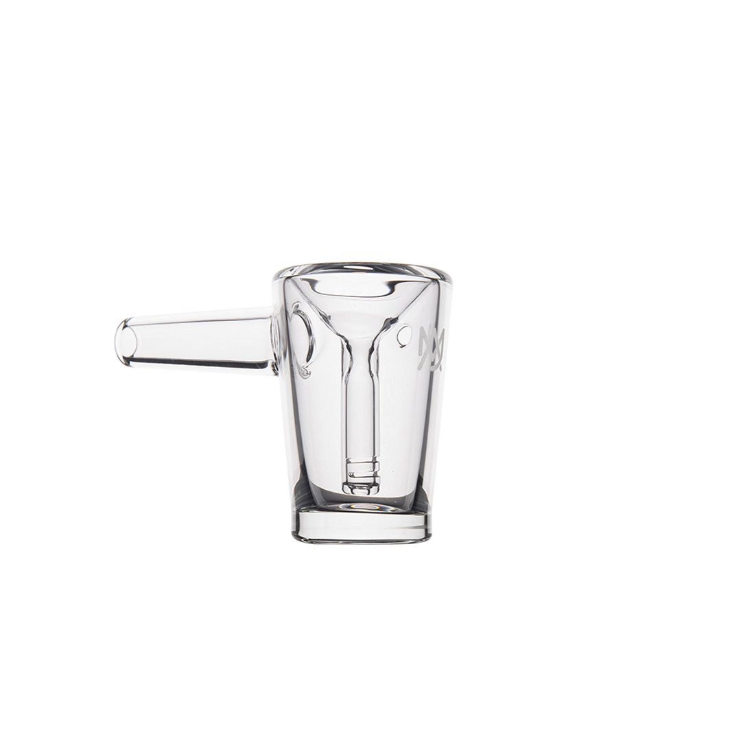 MJ Arsenal Basin Compact Bubbler side view, 100% Borosilicate Glass with advanced filtration