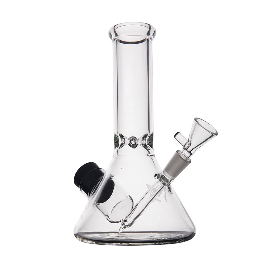 MJ Arsenal Cache Bong - 7" Clear Borosilicate Glass, Compact Beaker with 10mm Joint