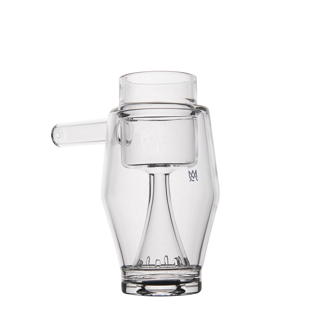 MJ Arsenal Proxy Bubbler Mini front view, sleek portable glass dab rig with glass-on-glass connection
