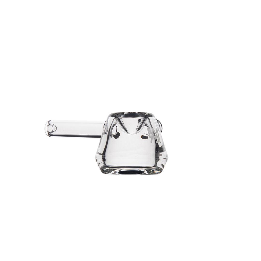 MJ Arsenal Kettle Hand Pipe - Clear Glass with Sturdy Base - Side View