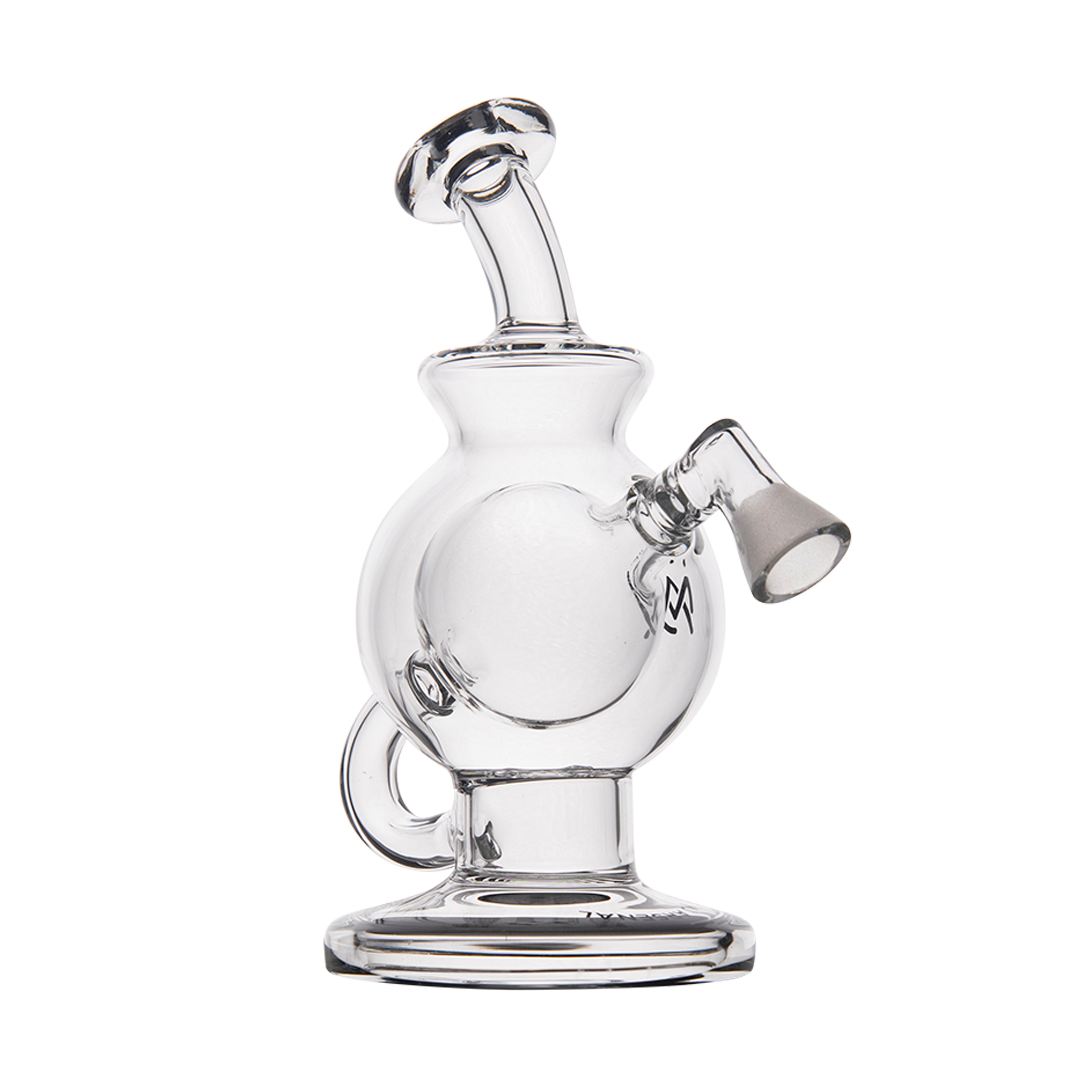 MJ Arsenal Atlas Vape Edition compact dab rig with clear quartz banger, front view on seamless white