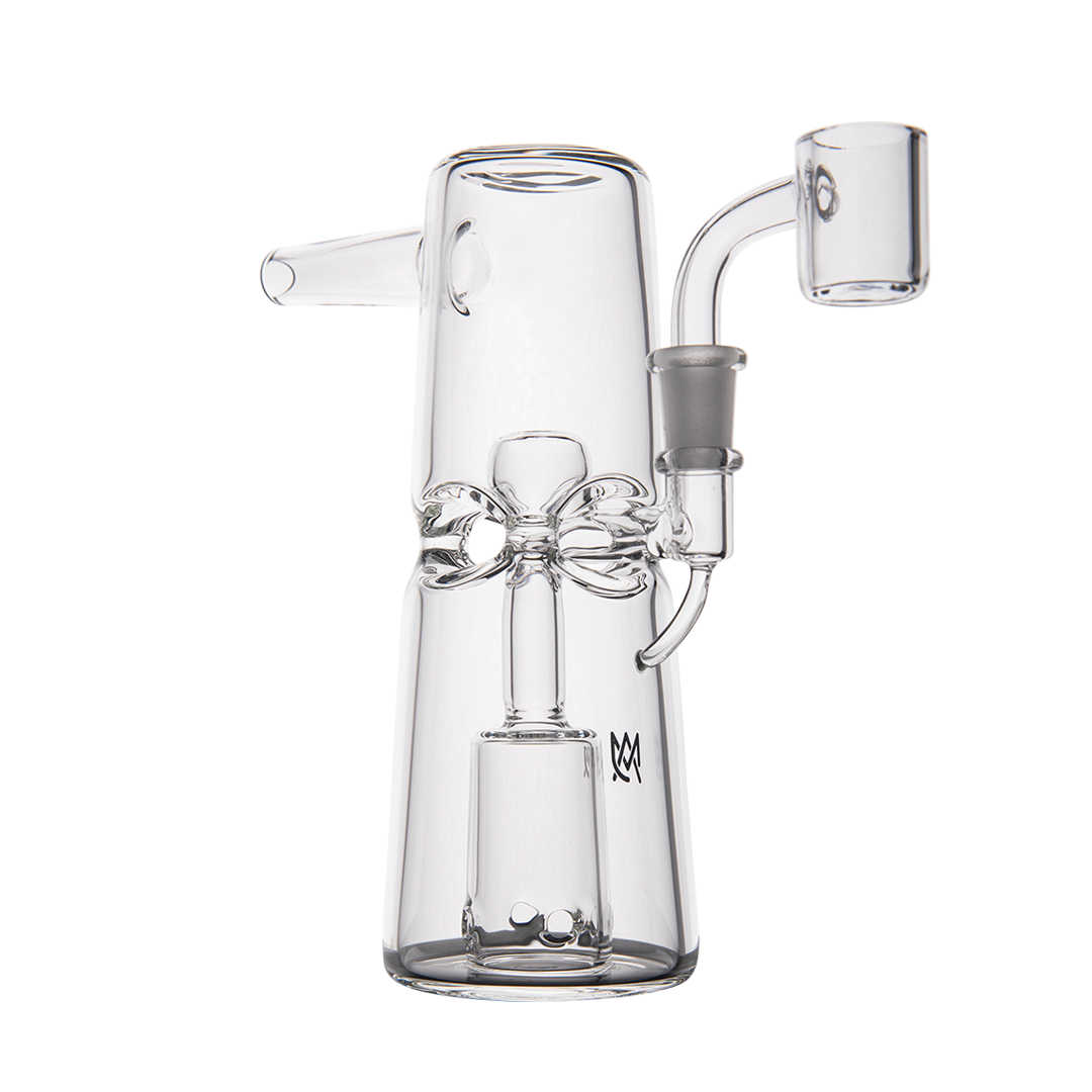 MJ Arsenal Turret Mini Dab Rig with Quartz Bucket, Front View on White Background