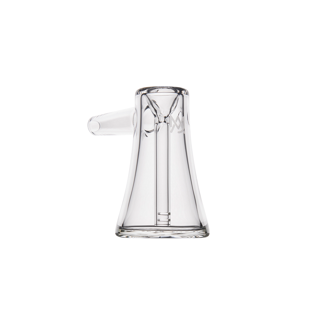 MJ Arsenal Vulkan Bubbler - Compact Clear Glass Mini Bubbler, Front View on Seamless White Background