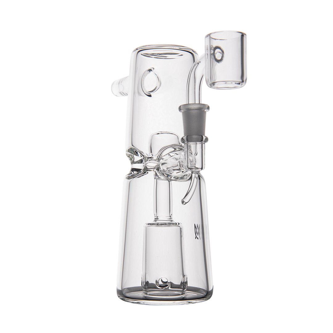 MJ Arsenal Turret Mini Dab Rig Front View - Quartz Bucket Included, Portable Glass