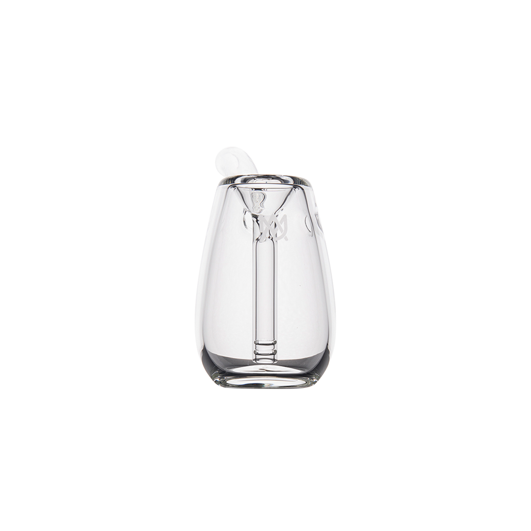 MJ Arsenal Bulb Mini Bubbler in 100% Borosilicate Glass, Compact Design, Front View on Seamless White Background