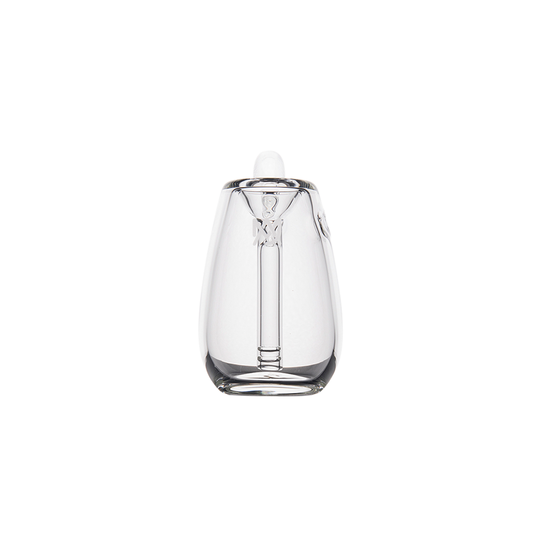 MJ Arsenal Bulb Mini Bubbler, Portable 100% Borosilicate Glass, Front View on Seamless White