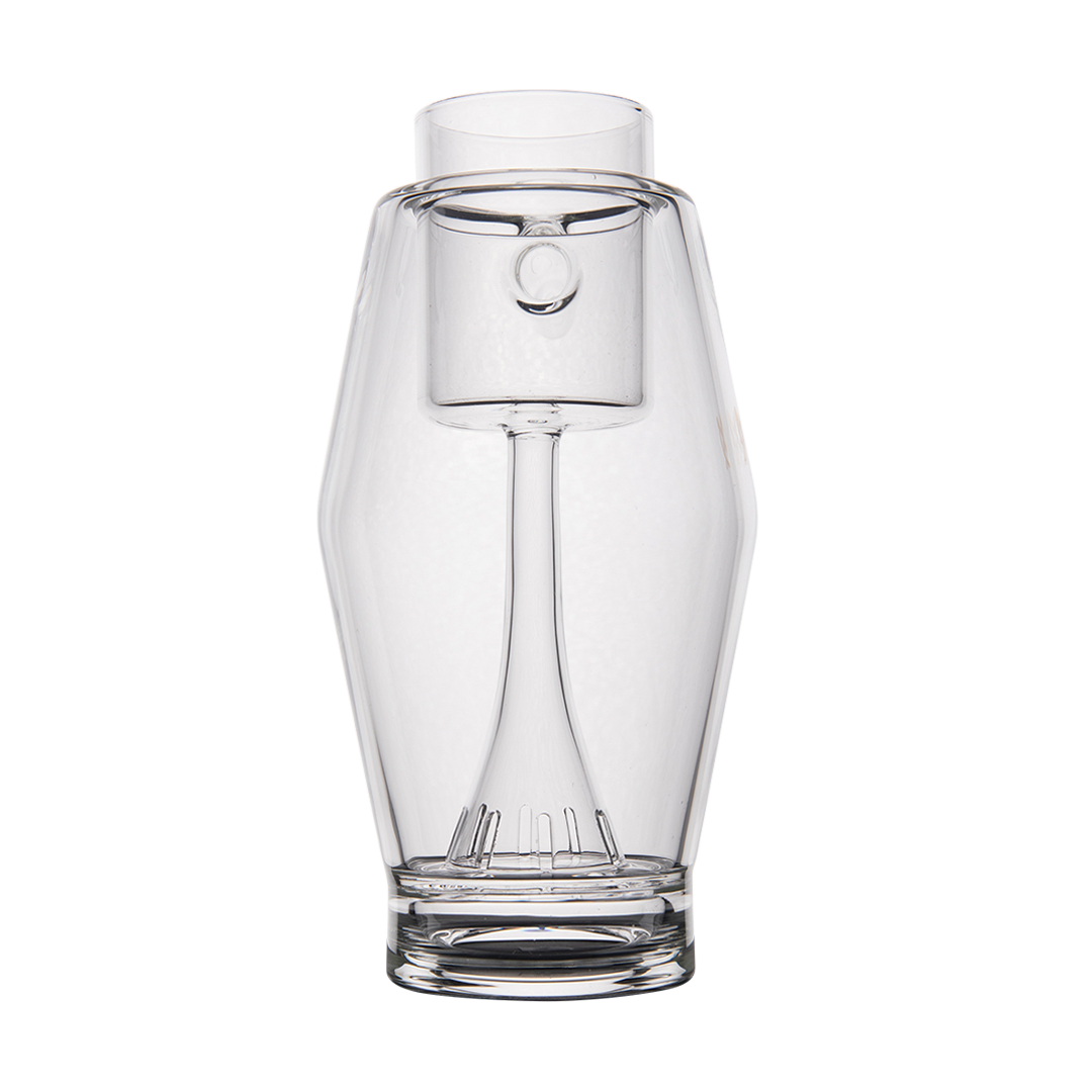 MJ Arsenal Proxy Bubbler front view, clear borosilicate glass, compact dabbing accessory