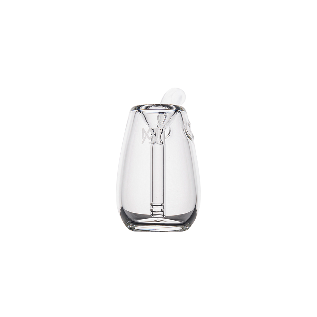 MJ Arsenal Bulb Mini Portable Bubbler, 100% Borosilicate, Front View on Seamless White