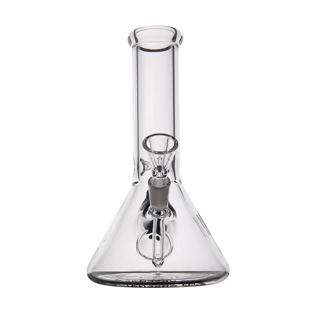 MJ Arsenal Cache Bong, 7" clear borosilicate glass, 10mm joint, compact beaker design, front view
