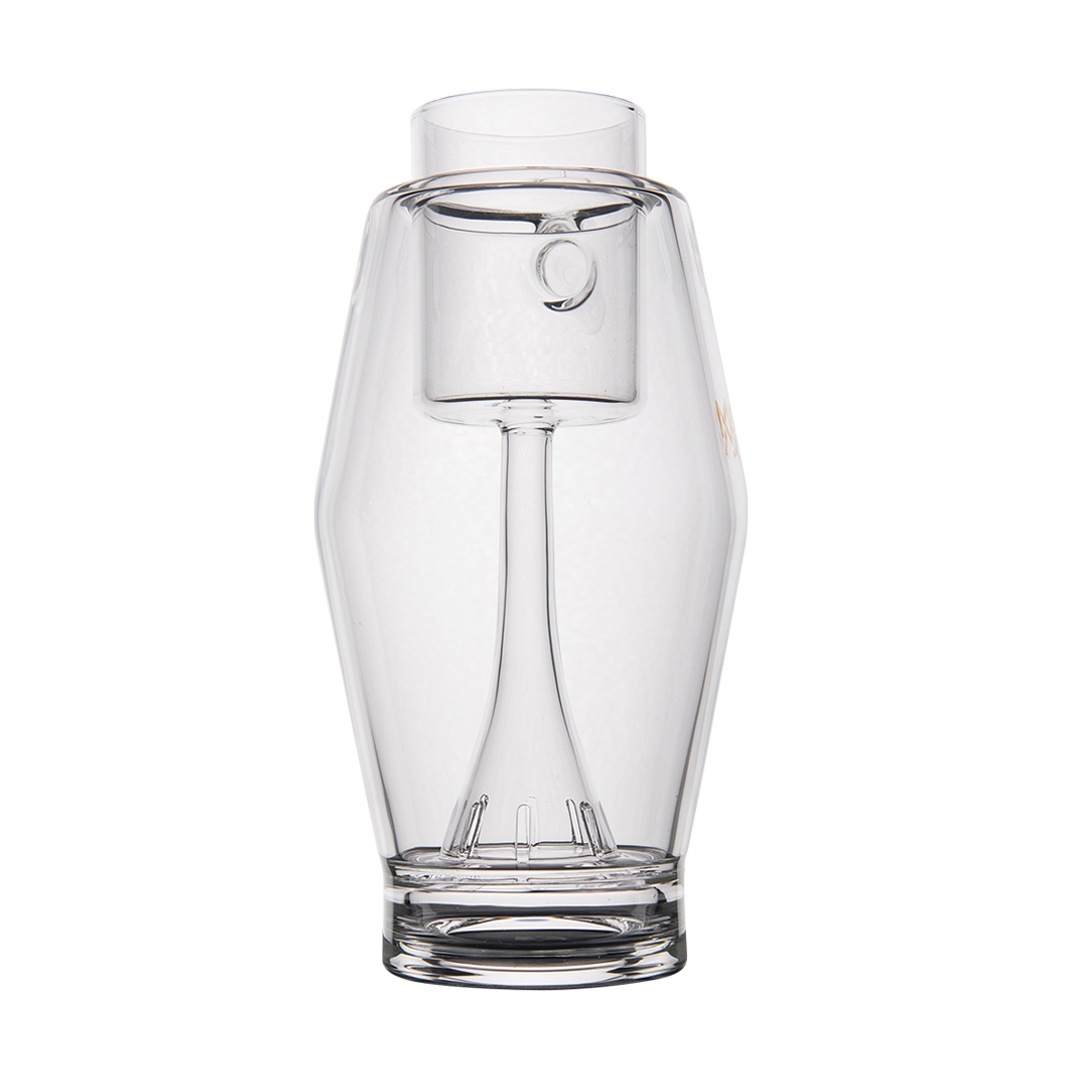 MJ Arsenal Proxy Bubbler front view, clear borosilicate glass with reinforced base for stability