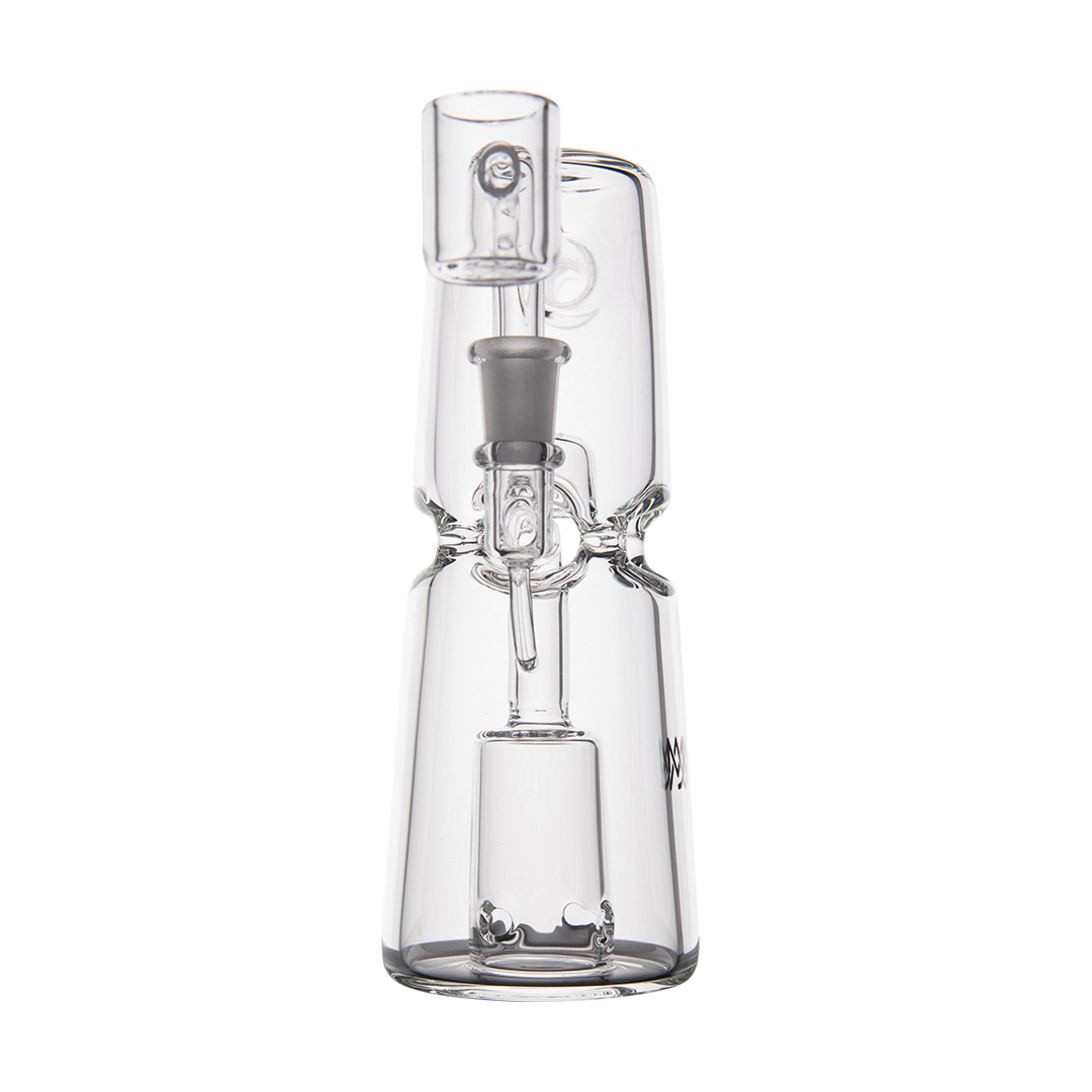 Compact MJ Arsenal Turret Mini Dab Rig with Quartz Bucket - Clear Front View