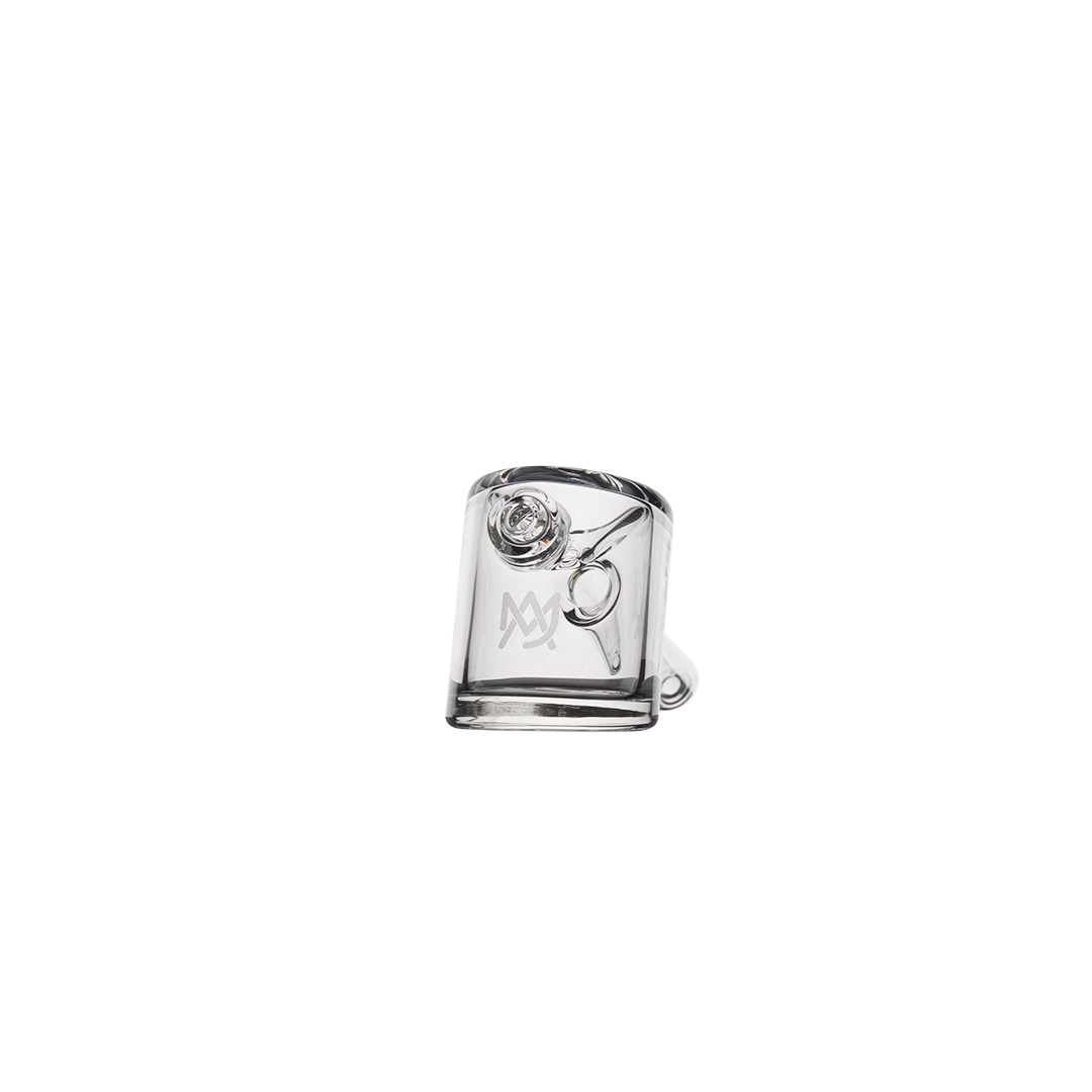 MJ Arsenal Kickstand Hand Pipe - Compact Clear Glass with Logo - Angled View