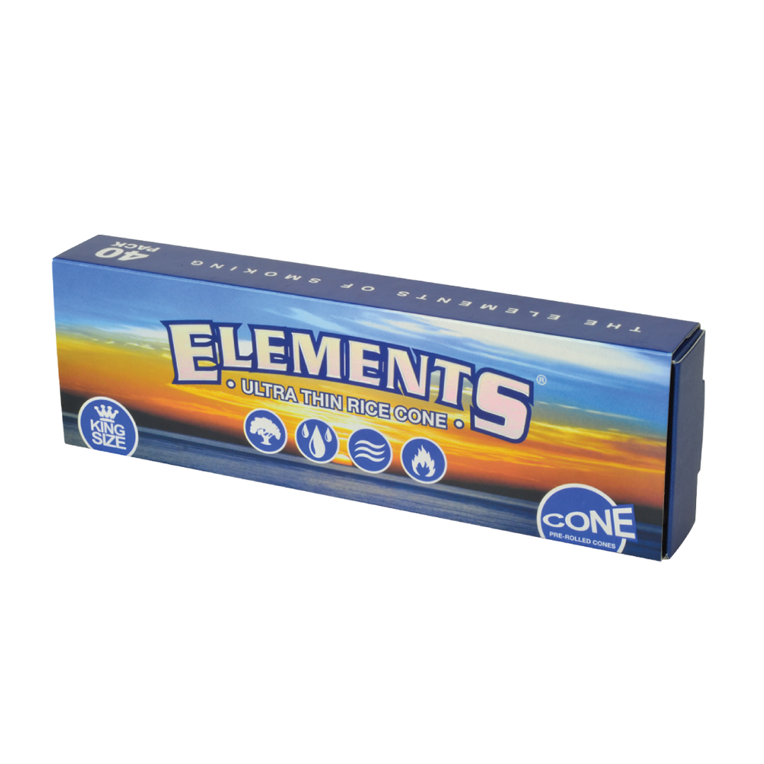 Elements Pre-Rolled Kingsize Rice Paper Cones 40-Pack box front view