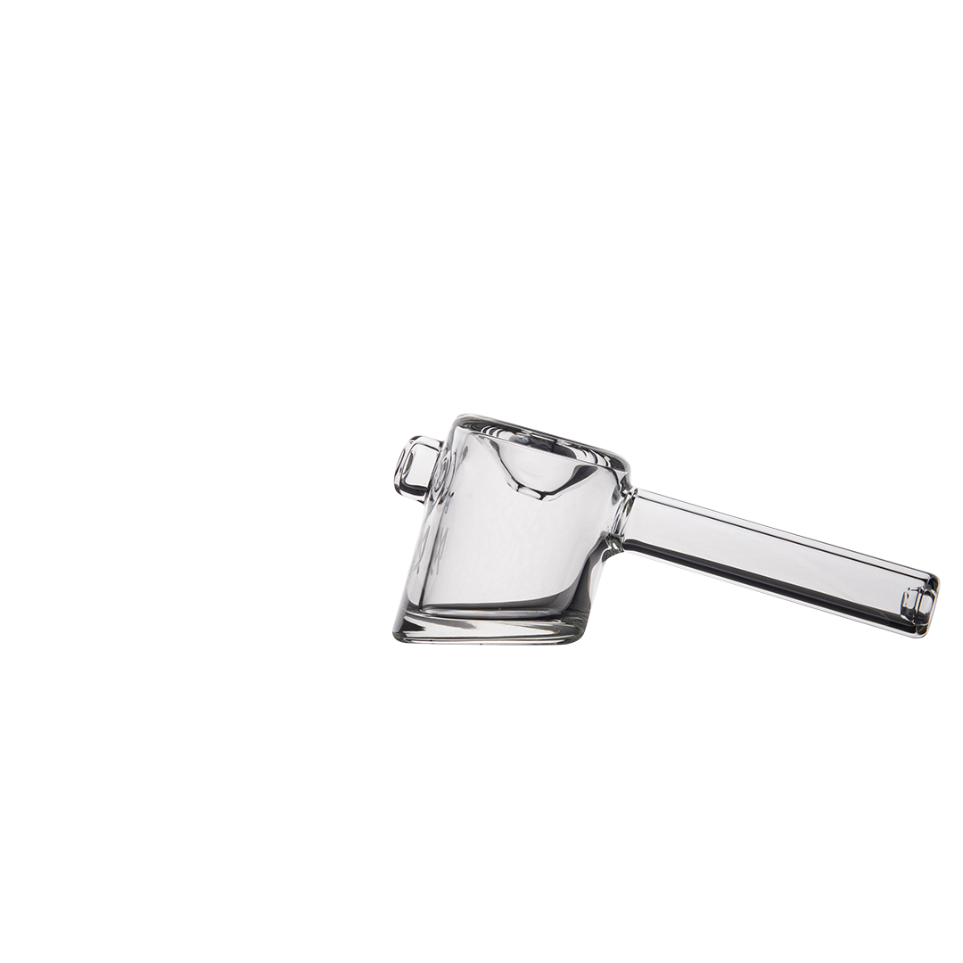 MJ Arsenal Kickstand Hand Pipe - Clear Glass - Side View on Seamless White Background
