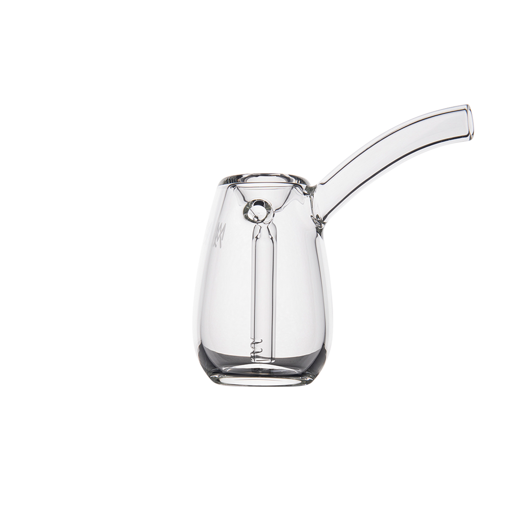 MJ Arsenal Bulb Mini Bubbler in 100% Borosilicate Glass, Front View on White Background