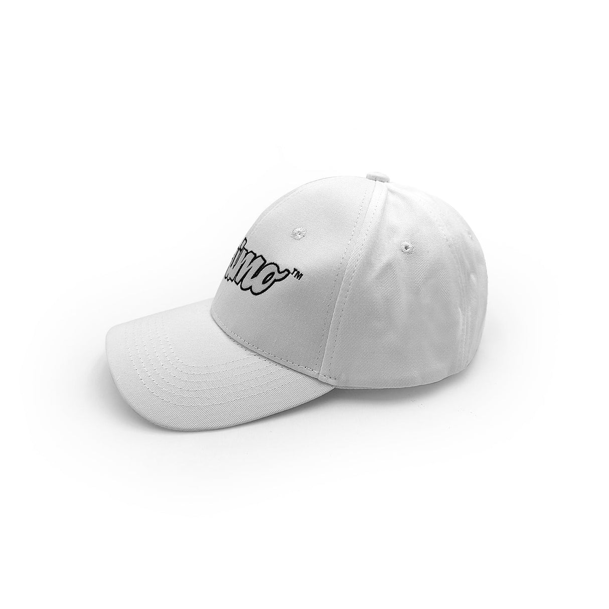 Primo Limited Edition White Snap Back Hat - Side Angle on a Clean White Background
