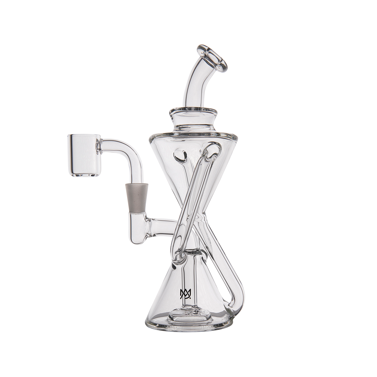 MJ Arsenal Time Turner Mini Dab Rig with Clear Quartz Bucket, Side View on Seamless White
