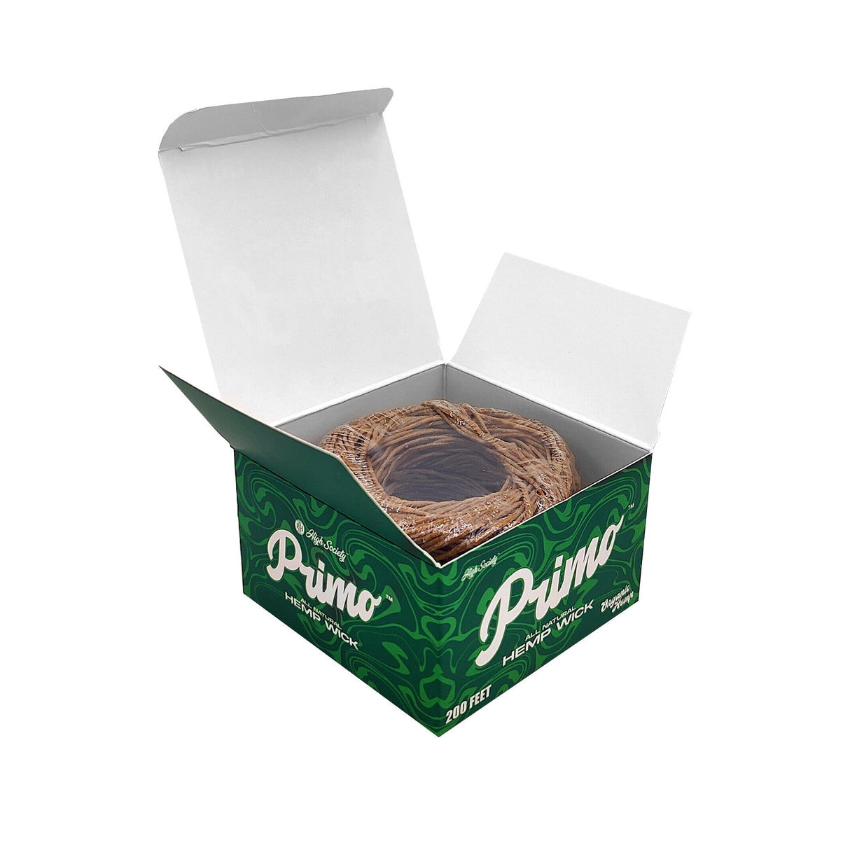 Primo Organic Hemp Wick 200ft in Box - Top View, All-Natural for Cleaner Flame