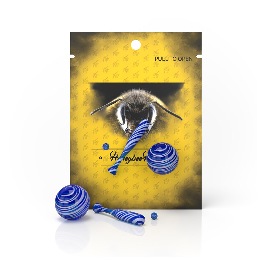 Honeybee Herb DAB BASEBALL SET in Blue with Striped Dabbing Tools and Holder