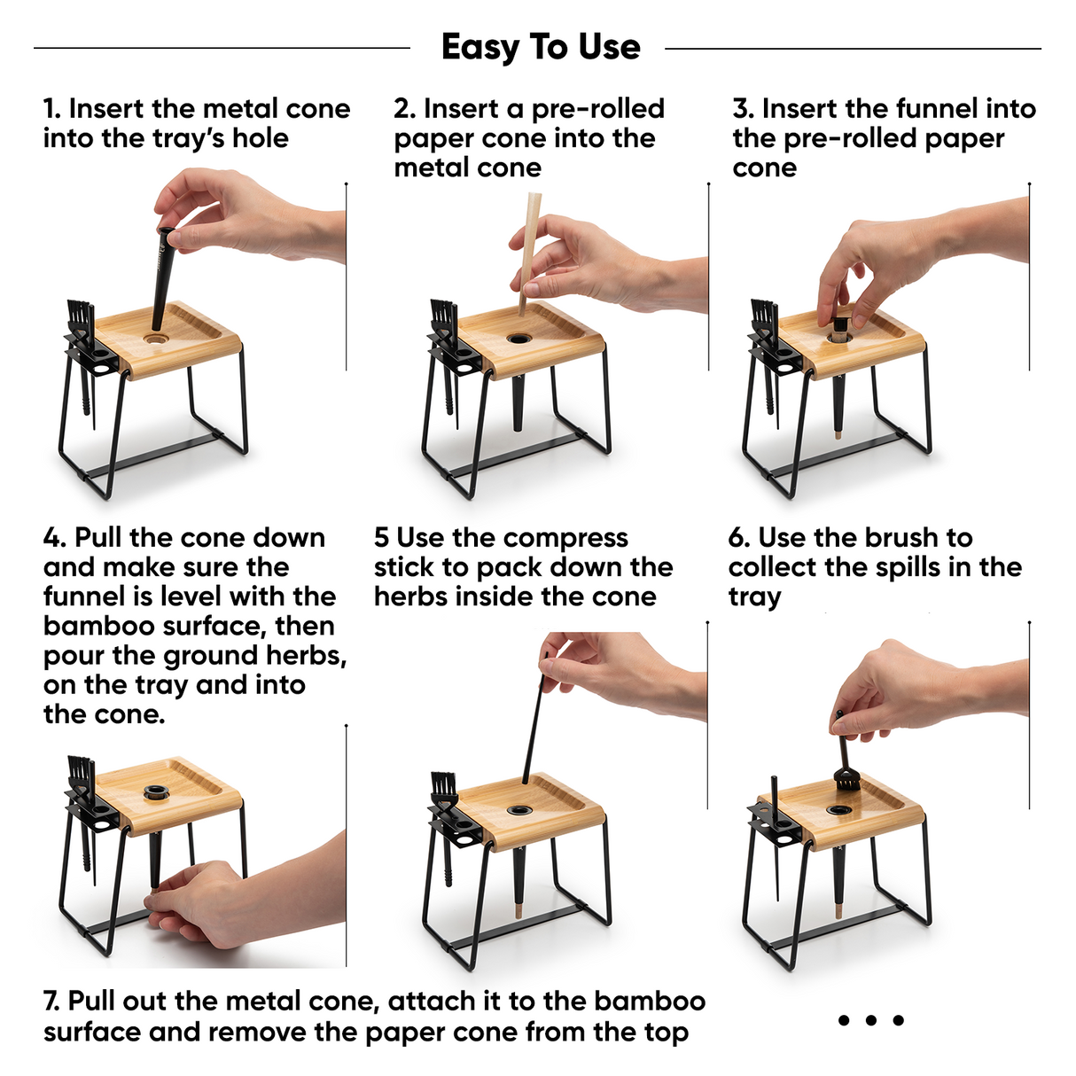Step-by-step demonstration of ORION Cone Loader, compact wooden rolling accessory