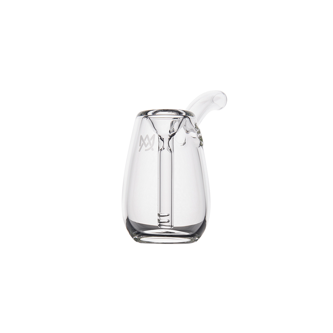 MJ Arsenal Bulb Mini Bubbler in 100% Borosilicate Glass with Front View on Seamless White Background