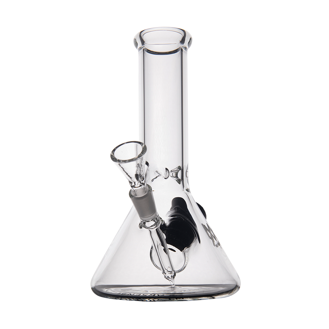 MJ Arsenal Cache Bong, 7" clear borosilicate glass, gold accents, portable beaker with 10mm joint