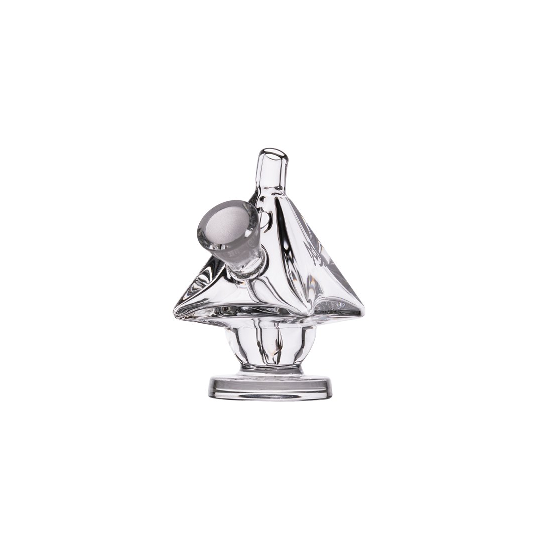 MJ Arsenal King Bubbler, clear glass with 45-degree joint, compact and portable, front view