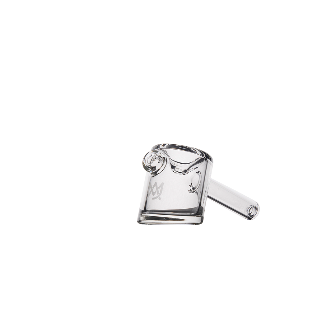 MJ Arsenal Kickstand Hand Pipe in Clear Glass, Portable Size - Angled Side View