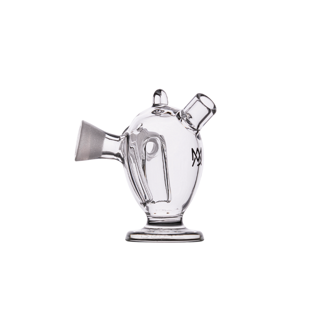 MJ Arsenal Dubbler Double Bubbler, portable 45-degree joint, clear borosilicate glass, front view