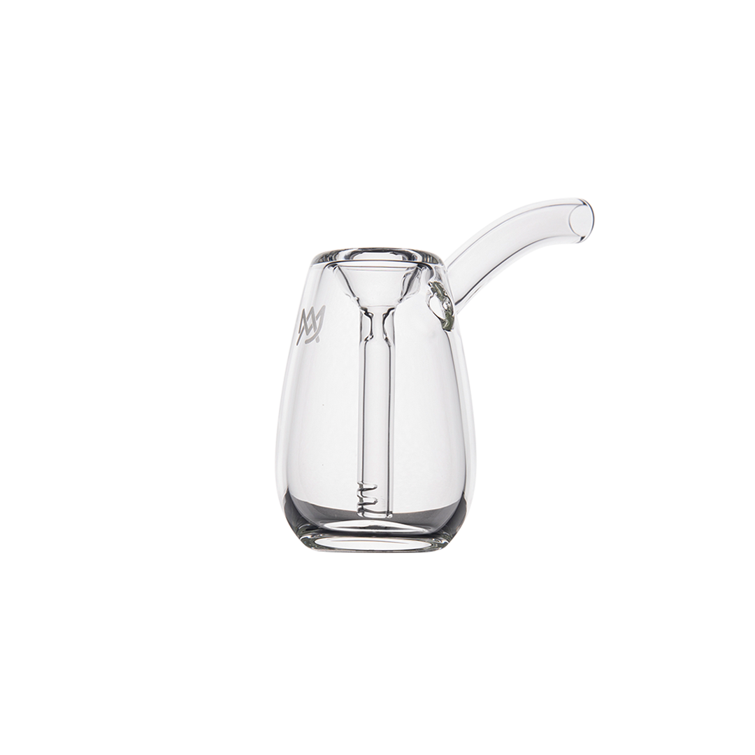 MJ Arsenal Bulb Mini Bubbler in clear borosilicate glass, front view on white background