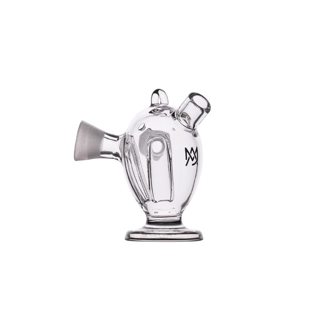 MJ Arsenal Dubbler Original Double Bubbler, compact borosilicate glass, side view on white