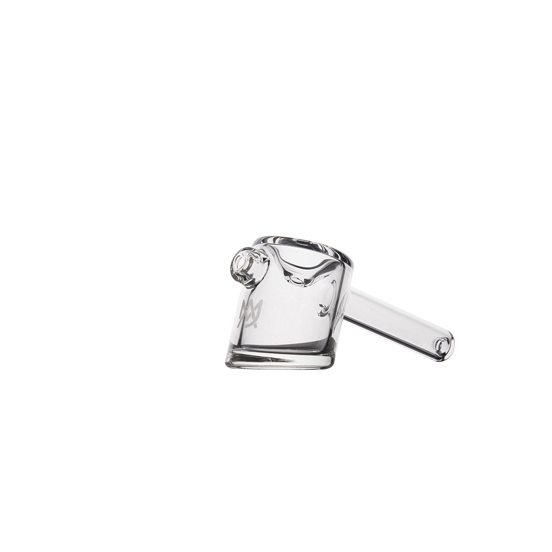MJ Arsenal Kickstand Hand Pipe - Clear Glass - Side Angle on White Background