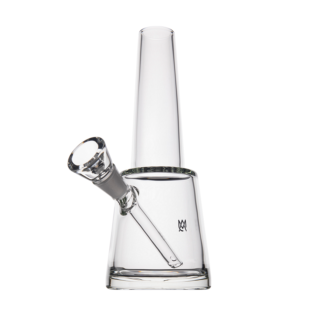 MJ Arsenal Summit Borosilicate Glass Bong with Clear 14mm Joint - Front View on Seamless White