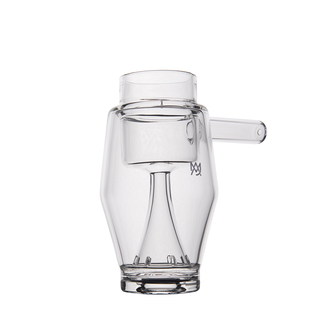 MJ Arsenal Proxy Bubbler Mini, clear glass dab rig, front view on white background