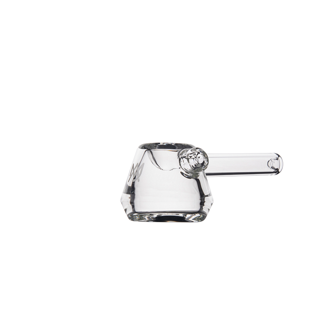 MJ Arsenal Kettle Hand Pipe with clear glass and compact design, front view on white background