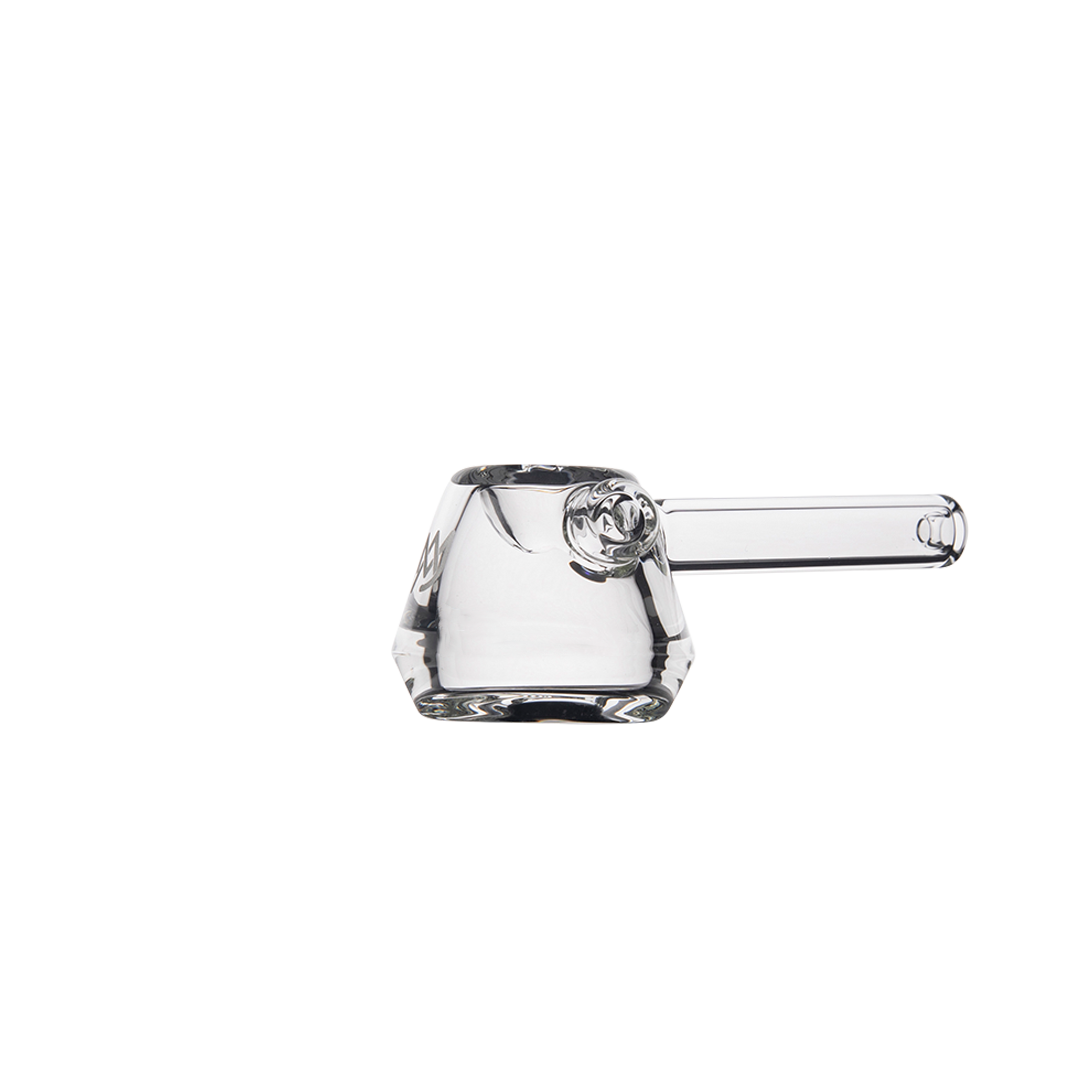 MJ Arsenal Kettle Hand Pipe - Clear Glass - Side View on Seamless White Background