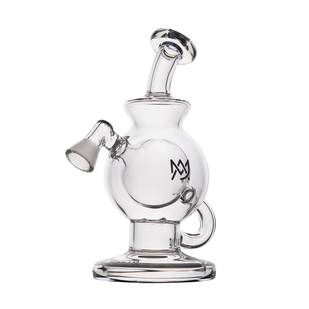 MJ Arsenal Atlas Vape Edition mini rig with clear quartz banger, front view on pure white background