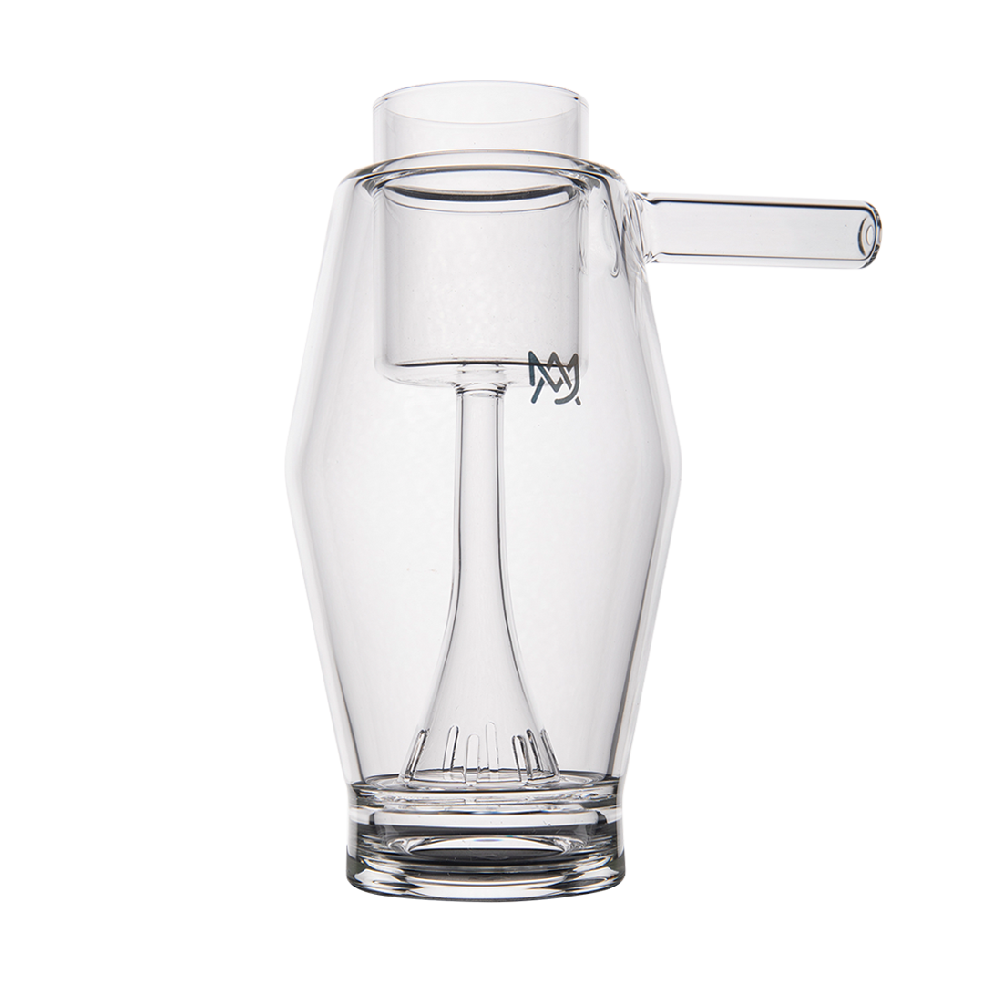 MJ Arsenal Proxy Bubbler front view, clear borosilicate glass with durable dabbing chamber