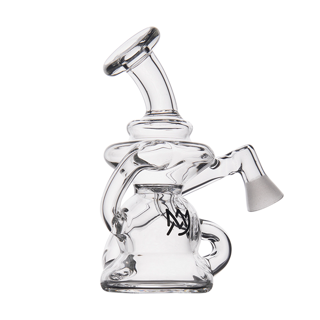 MJ Arsenal Hydra Vape Edition mini dab rig with a clear glass side view, compact for easy travel