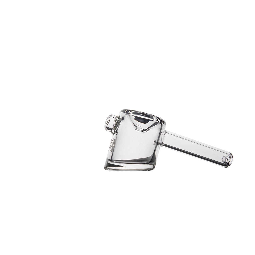 MJ Arsenal Kickstand Hand Pipe - Clear Glass with Sturdy Base - Side View