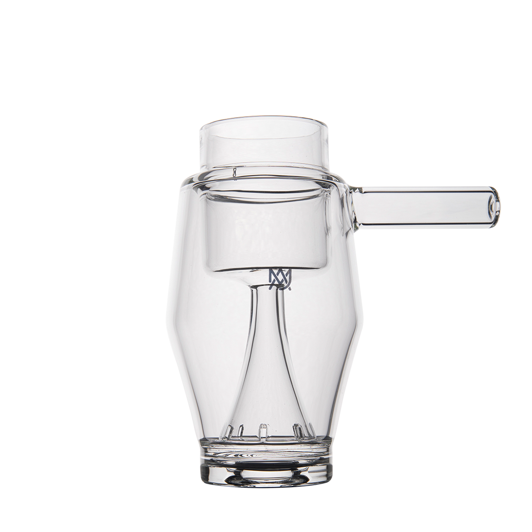 MJ Arsenal Proxy Bubbler Mini, compact glass dab rig, front view on a pure white background