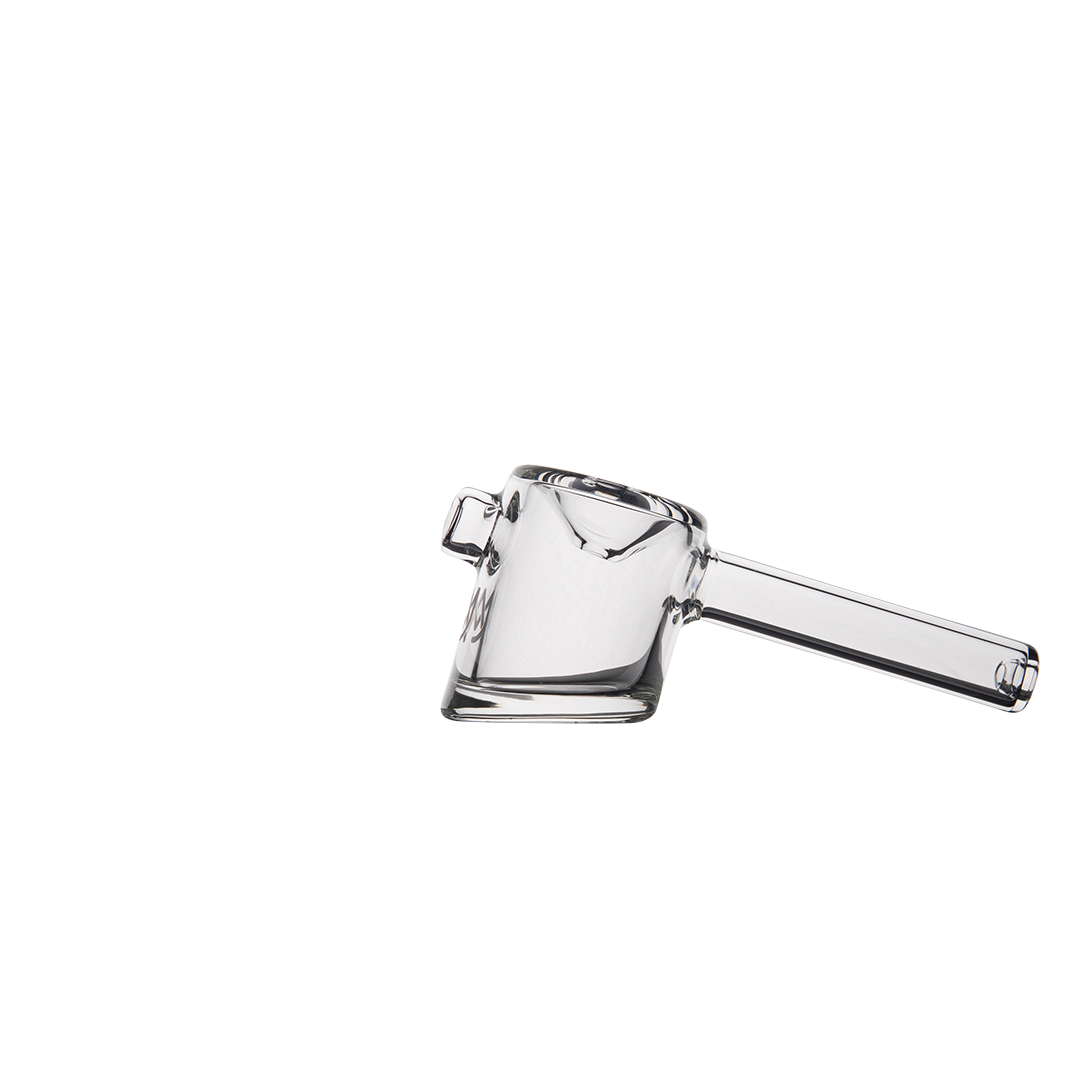 MJ Arsenal Kickstand Hand Pipe - Clear Glass with Ergonomic Stand, Side View