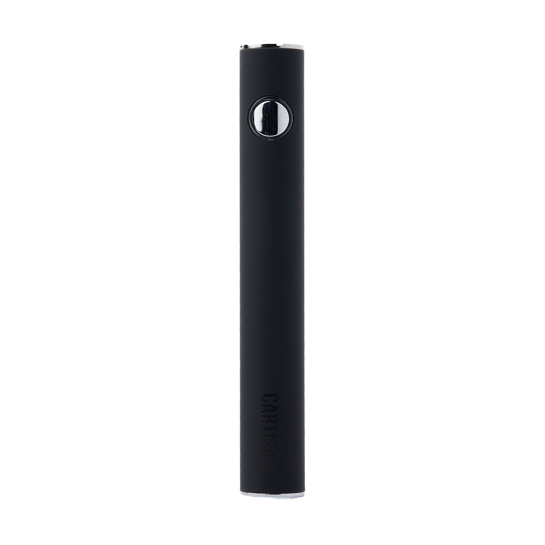 Cartisan Button VV 900 Black Vaporizer with USB-C, front view on seamless white background