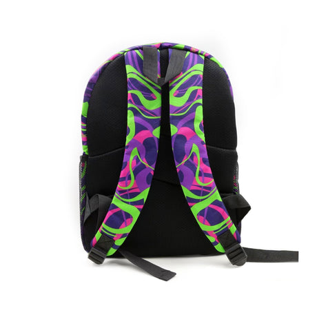 High Society Limited Edition Backpack, vibrant pattern, rear view on white background