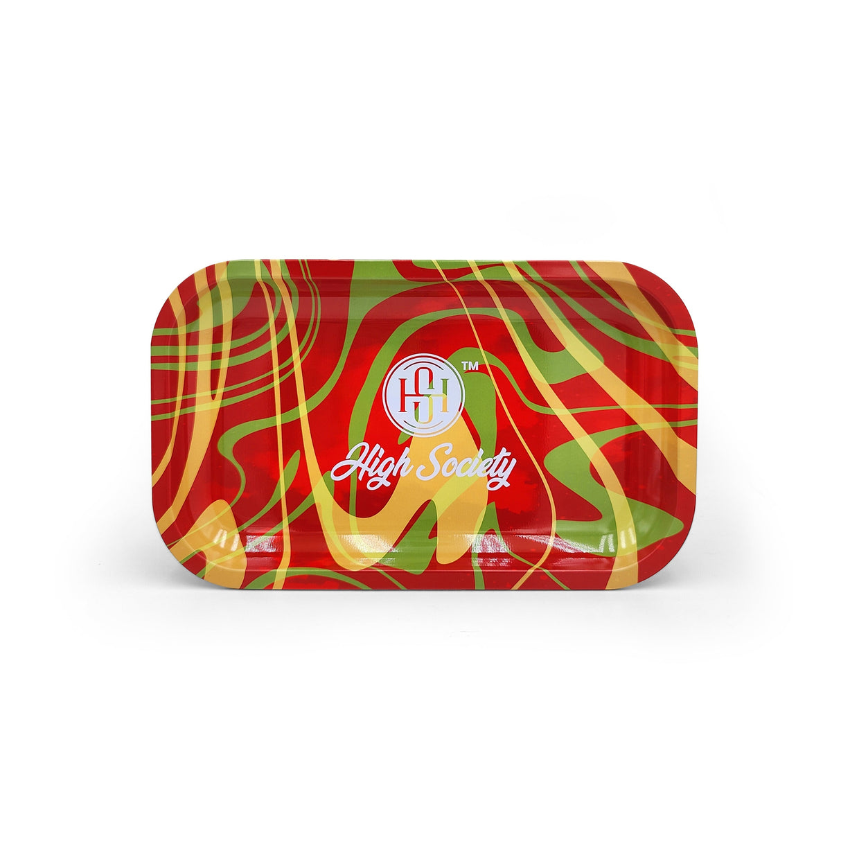 High Society Medium Rolling Tray with Rasta Design - Top View
