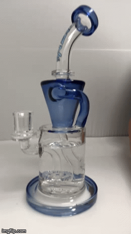 AFM The Drain Incycler Dab Rig, 10" with Showerhead Percolator, Black & Clear Glass, 90 Degree Joint