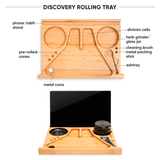 DISCOVERY Bamboo Storage Stash Box with Accessories and Tablet Stand, Front View