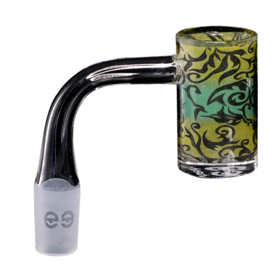 Cheech Glass Quartz Banger 14mm with Tribal Decal, Terp Bead & Cap for Dab Rigs