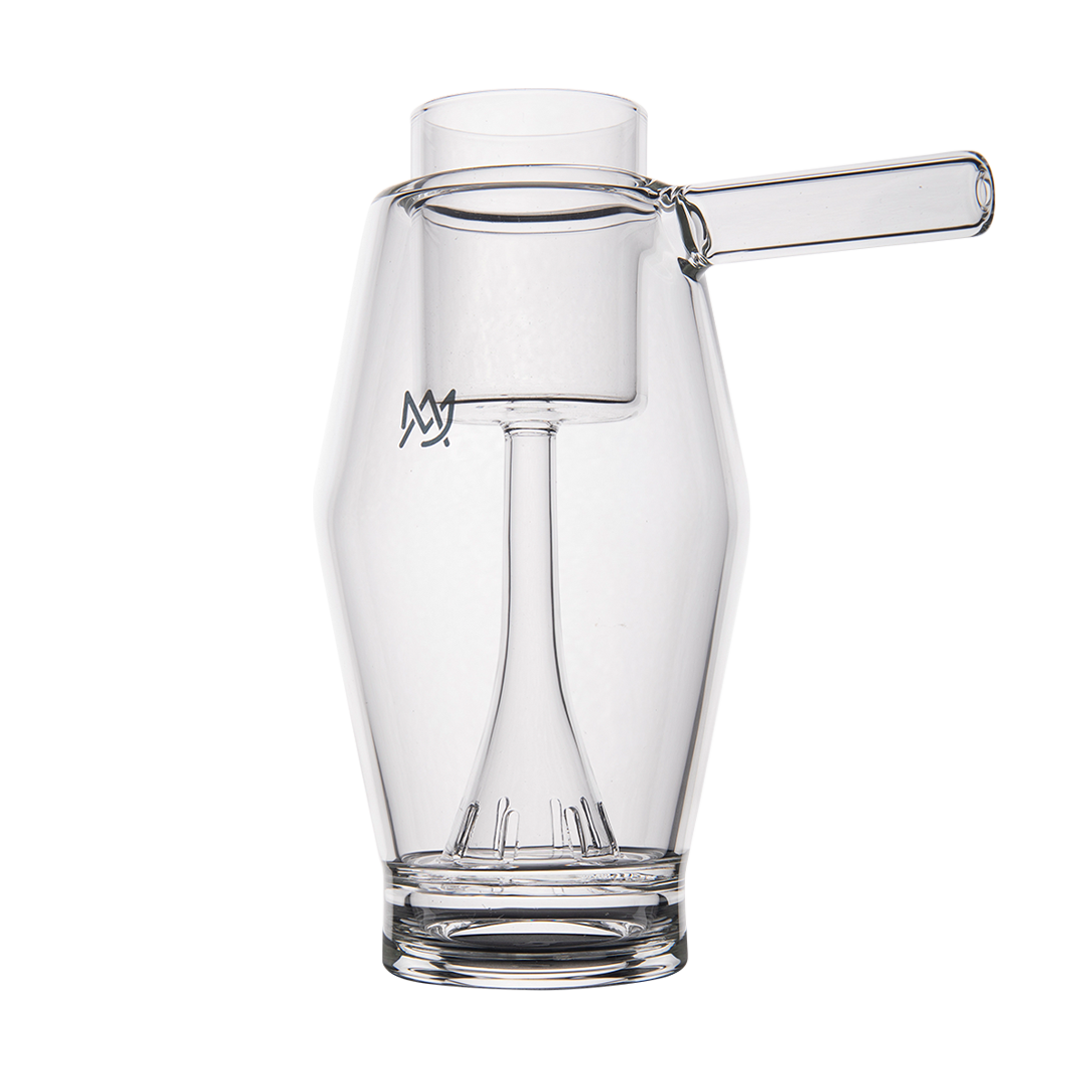 MJ Arsenal Proxy Bubbler, clear borosilicate glass dabbing accessory, front view on white background